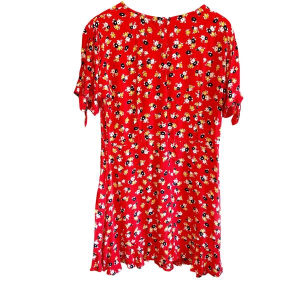 Faithfull the Brand Daphne Red Floral Mini Dress -size 10 - Picture 5 of 7